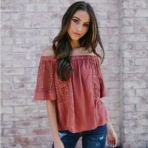 Vici Collection Top Off Shoulder Blouse - Size Medium BOHO